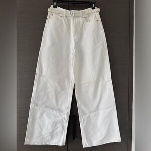 Valentino Garvani White Wide-Leg Jeans with Detachable Logo Belt